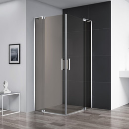 Душевое ограждение Cezares (90-100)x(90-100) см SLIDER-A-2-90/100-BR-Cr (стекло 8 мм) хром/бронзовое - фото 