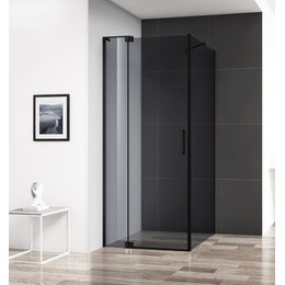 Душевое ограждение Cezares 100-110x100 см SLIDER-AH-1-100-100/110-GRIGIO-NERO (стекло 8 мм) черный/серое - фото 