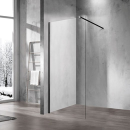 Душевая перегородка Vincea Walk-In 80 см VSW-1H800CLB (стекло 8 мм) с кронштейном в комплекте, черный/прозрачное - фото 