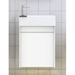 Тумба подвесная с раковиной Art&Max Family-400-1D-SO-BL 40 см, белый глянец - фото 