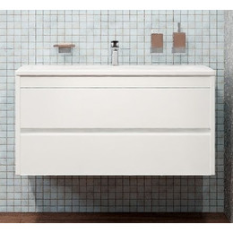 Тумба подвесная с раковиной Art&Max Family-1000-2C-SO-BL 100 см, белый глянец - фото 