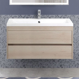 Тумба подвесная с раковиной Art&Max Family-1000-2C-SO-PB 100 см, сканди - фото 