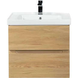 Тумба подвесная с раковиной Art&Max AM-Techno-600-2C-SO-LW674 60 см, дуб мадейра янтарь - фото 