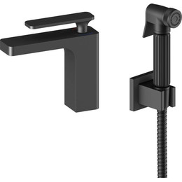 Смеситель для раковины с лейкой для биде Timo Torne 4360/03G, черный матовый - фото 