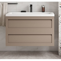 Тумба подвесная с раковиной Art&Max AM-Platino-900-2C-SO-CM 90 см, капучино матовый - фото 