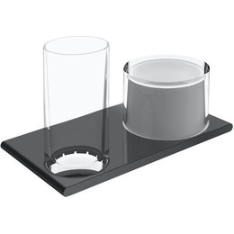 Дозатор для жидкого мыла со стаканом Keuco Edition 400 11553139000, цвет хром чёрный - фото 