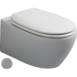 Унитаз подвесной безободковый White Ceramic Basic W0203FM, серый матовый - фото 