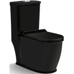 Унитаз-компакт безободковый SantiLine SL-5019MB с крышкой микролифт, черный матовый, Цвет производителя: чёрный матовый - фото 