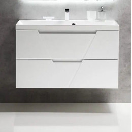 Тумба подвесная с раковиной BelBagno VITTORIA-1000-2C-SO-BO-P 100 см, Bianco Opaco - фото 