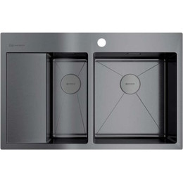 Мойка кухонная Omoikiri Akisame 78-2-GM-R (4973102) 1,2 мм, вороненая сталь, Цвет производителя: вороненая сталь - фото 