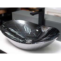 Раковина-чаша CeramaLux NC 60 см 7404BM, черный мрамор - фото 