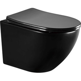 Унитаз подвесной безободковый Abber Bequem AC1100MB с крышкой микролифт, черный матовый, Цвет производителя: чёрный матовый - фото 