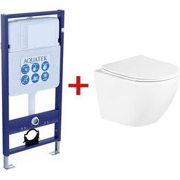 Инсталляция Aquatek Standart 50 INS-0000012 с подвесным безободковым унитазом BelBagno Uno BB3105CHR/SC - фото 