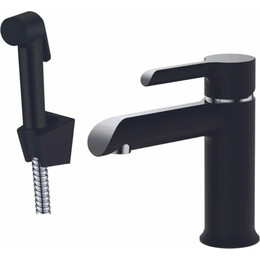 Смеситель для раковины с лейкой для биде Haiba HB12805-7, черный/хром - фото 