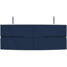 Тумба подвесная с раковиной Jacob Delafon Nona 140 см EB1891RU-G98, темно-синий (стеклянная раковина EB1887RU-DE1) - фото 