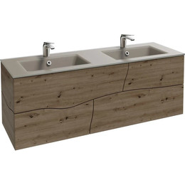 Тумба подвесная с раковиной Jacob Delafon Sherwood 140 см EB1835RU-P13, состаренный дуб (раковина EB1832RU-DE5, цвет базальт матовый) - фото 