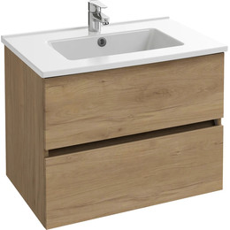 Тумба подвесная с раковиной Jacob Delafon Tolbiac 80 см EB2382-E75, дуб давос натуральный (раковина EXTA112-00) - фото 