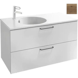 Тумба подвесная с раковиной Jacob Delafon Odeon Rive Gauche 100 см EB2524-R9-E52, дуб табак (раковина EB2564-DE3, цвет матовая бронза) - фото 