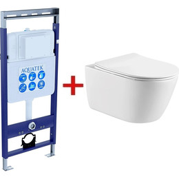 Инсталляция Aquatek Easy Fix 50 INS-0000010 с подвесным унитазом Aquatek Оберон AQ1363W-00 - фото 