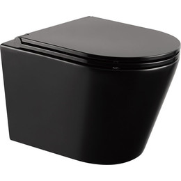 Унитаз подвесной безободковый Abber Bequem AC1102MB с крышкой микролифт, черный матовый, Цвет производителя: чёрный матовый - фото 