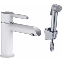 Смеситель для раковины с лейкой для биде Haiba HB12805-8, белый/хром - фото 