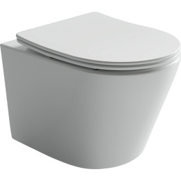 Унитаз подвесной Ceramicanova Balearica Rimless CN6000MW с тонкой крышкой микролифт, белый матовый - фото 