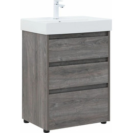 Тумба напольная с раковиной Aquanet Nova Lite 60 см 302470 (3 ящика) дуб рошелье, Цвет фасада: дуб рошелье - фото 