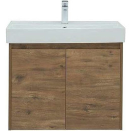 Тумба подвесная с раковиной Aquanet Nova Lite 75 см 298852 (2 дверцы) дуб рустикальный, Цвет фасада: тёмное дерево - фото 