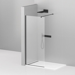 Душевая перегородка Cezares 100 см LIBERTA-L-1-100-120-C-NERO (подрезаемый кронштейн, стекло 8 мм) черный/прозрачное - фото 