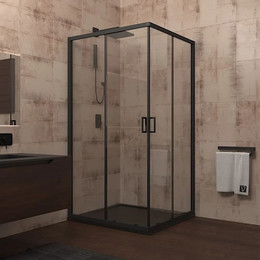 Душевое ограждение Veconi Rovigo 100x100 см RV13-100-01-C5, чёрный/прозрачное - фото 