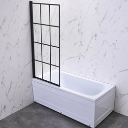 Шторка для ванны Veconi Palau 90 см PL77L-90-01-C6 L, чёрный/прозрачное - фото 