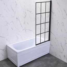 Шторка для ванны Veconi Palau 70 см PL77R-70-01-C6 R, чёрный/прозрачное - фото 