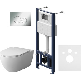 Инсталляция с подвесным унитазом комплект: Am.Pm Pro L IS49051.111700с подвесным унитазом Awe FlashClean сиденье микролифт, кнопка смыва хром - фото 