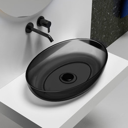 Раковина-чаша прозрачная Abber Kristall 60 см AT2801Onyx, черный - фото 