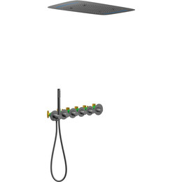 Душевая система для душа с термостатом Timo Saona SX-2319/18SM, чёрное золото - фото 