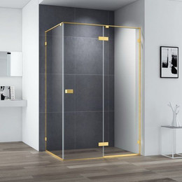 Душевое ограждение Cezares 140х80 см BELLAGIO-AH-1-140/80-C-BORO (стекло 8 мм) золото/прозрачное - фото 