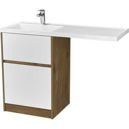 Тумба напольная с раковиной-столешницей Акватон Лондри 120 см 1A2669K2LHDR0 (раковина слева) дуб рустикальный/белый - фото 