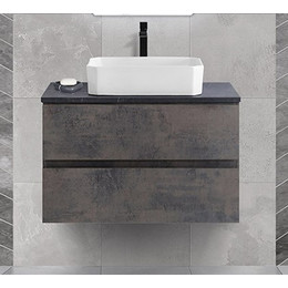 Тумба подвесная со столешницей Cezares MOLVENO 46-80-2C-SO-OSS 80 см, Ossido/Marmo Nero Opaco - фото 