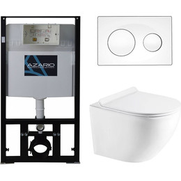 Инсталляция с подвесным безободковым унитазом Azario Gloria AZ-8010-1000+AZ-8200-0012+AZ-2003, Цвет производителя: белый - фото 
