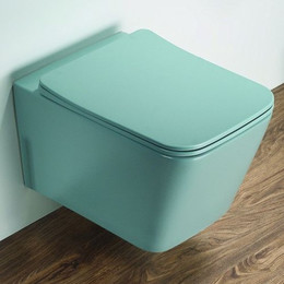 Унитаз подвесной CeramaLux Rimless 5170MLG с крышкой микролифт, зеленый матовый, Цвет производителя: зелёный - фото 