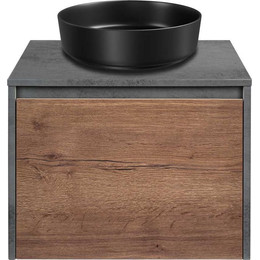 Тумба подвесная со столешницей Vincea Mesa 60 см VMC-2MS600TB, бетон/дуб табак - фото 