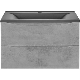 Тумба подвесная с раковиной Vincea Mia 75 см VMC-2MA750BT (раковина черная матовая VCB-3M750B), бетон - фото 