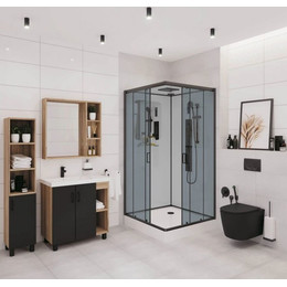 Гидробокс Niagara Premium NG-6901-01GQ BLACK 90x90 см, черный/тонированное (безсиликоновая сборка) - фото 