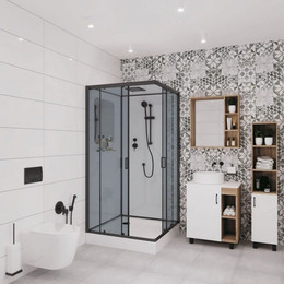 Душевая кабина Niagara Premium NG-6902-01Q BLACK 100x100 см, черный/тонированное (безсиликоновая сборка) - фото 