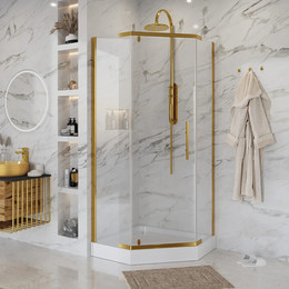 Душевое ограждение Niagara Nova 90x90 см NG-6405-08, золото/прозрачное - фото 