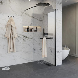 Душевая перегородка Niagara Nova 100 см NG-681-10BLACK с кронштейном, черный/прозрачное - фото 