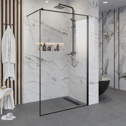 Душевая перегородка Niagara Nova 110 см NG-687-11BLACK с кронштейном, черный/прозрачное - фото 