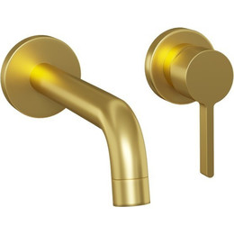 Смеситель для раковины настенный Paini Brera 74PJ208, золото матовое - фото 