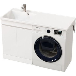 Тумба напольная с раковиной-столешницей Mirsant Next 120 см L (раковина Fly2) белый - фото 