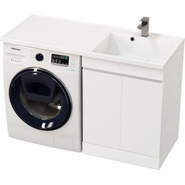 Тумба напольная с раковиной-столешницей Mirsant Next 120 см R (раковина Fly2) белый - фото 